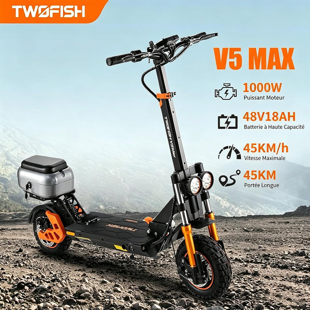 Trottinette électrique Haute Vitesse Pour Adultes, Moteur Puissant, Batterie 48 V 18 Ah, écran Haute Définition, Pneus De 10 Pouces, Large Plateforme, Compartiment De Rangement Arrière