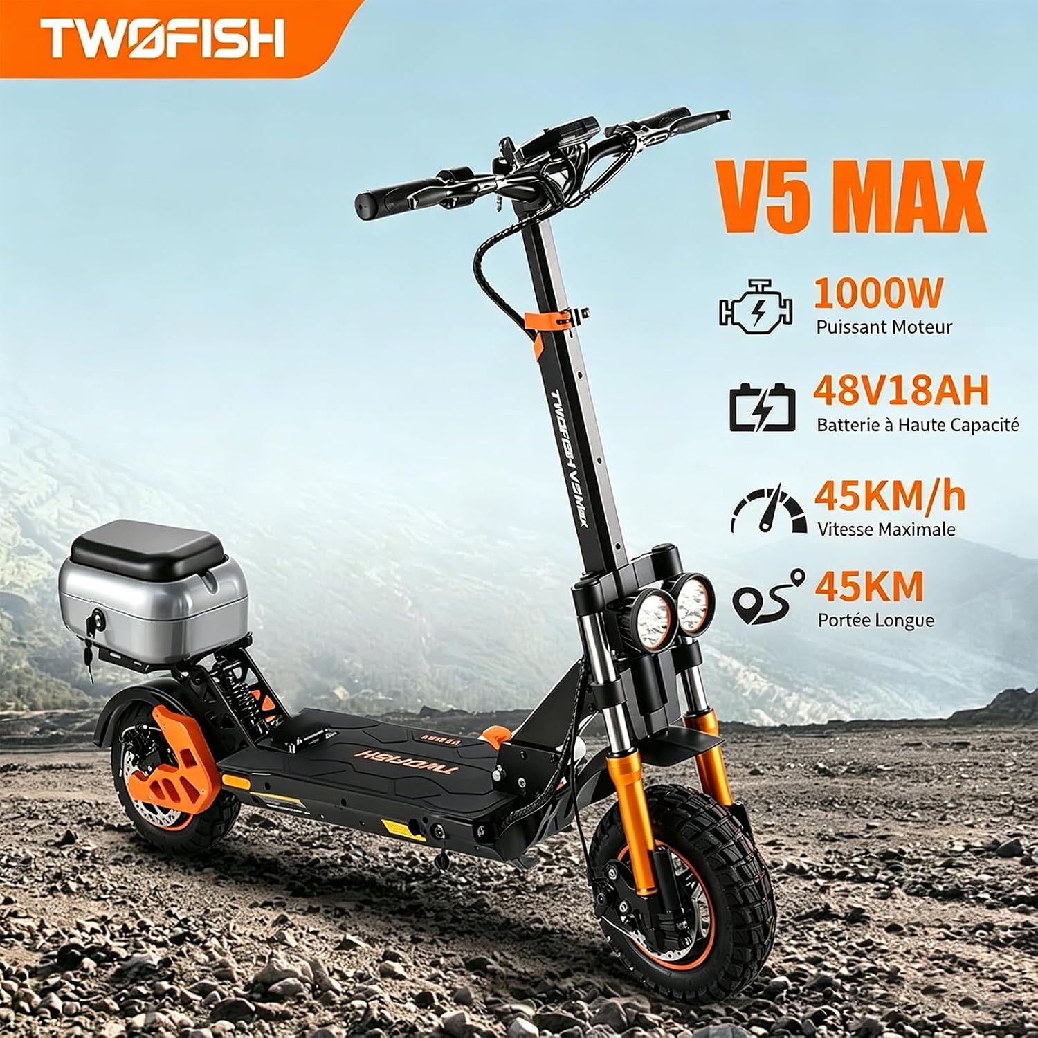 Trottinette électrique Haute Vitesse Pour Adultes, Moteur Puissant, Batterie 48 V 18 Ah, écran Haute Définition, Pneus De 10 Pouces, Large Plateforme, Compartiment De Rangement Arrière