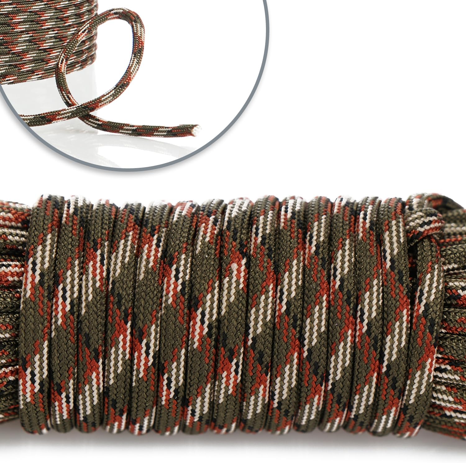 COM-FOUR® Paracord touw Ø 4 mm, 25 m - 7-voudig touw voor boten, camping, outdoor - nylon touw met een draagvermogen van 250 kg - tenttouw, scheerlijn, universeel touw