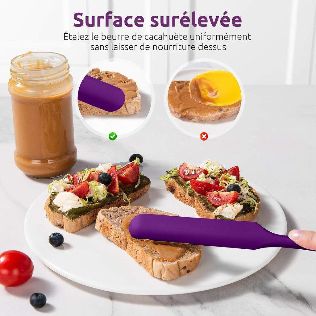 Spatule Silicone U-Taste – Embout Cuillère, Cœur Acier Inox, Résistante 315°C, 24,5 cm, Noir