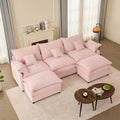 Canapé Modulable Litbird 3 Places — Velours Côtelé, Rose Pâle, Convertible