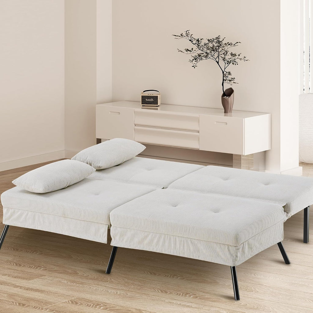 Canapé-lit convertible COMHOMA – 3 places – Tissu gris – Dossier ajustable