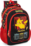 Clondo Elementary School Backpack for Kids, 43 x 33 x 15 cm, Multi-Pocket, Ergonomic Backrest, Padded Shoulder Straps, Bottle Holder Pockets, Large Capacity and Shiny Design, Pokemon Expressive