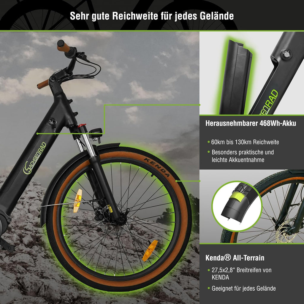 E-SUV CityBike S5G Centro Belt Electric Bike with Low Frame, Center Motor, Alarm System, Colour Display, Gear Change