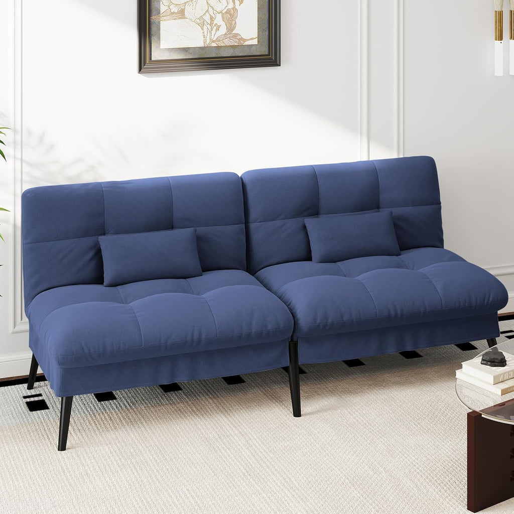 Canapé-lit convertible COMHOMA – 3 places – Tissu gris – Dossier ajustable