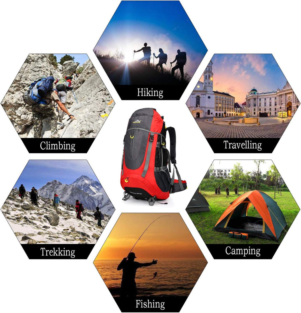 70 l rugzak, trekking, kamperen, reizen, wandelen, groot, voor heren en dames