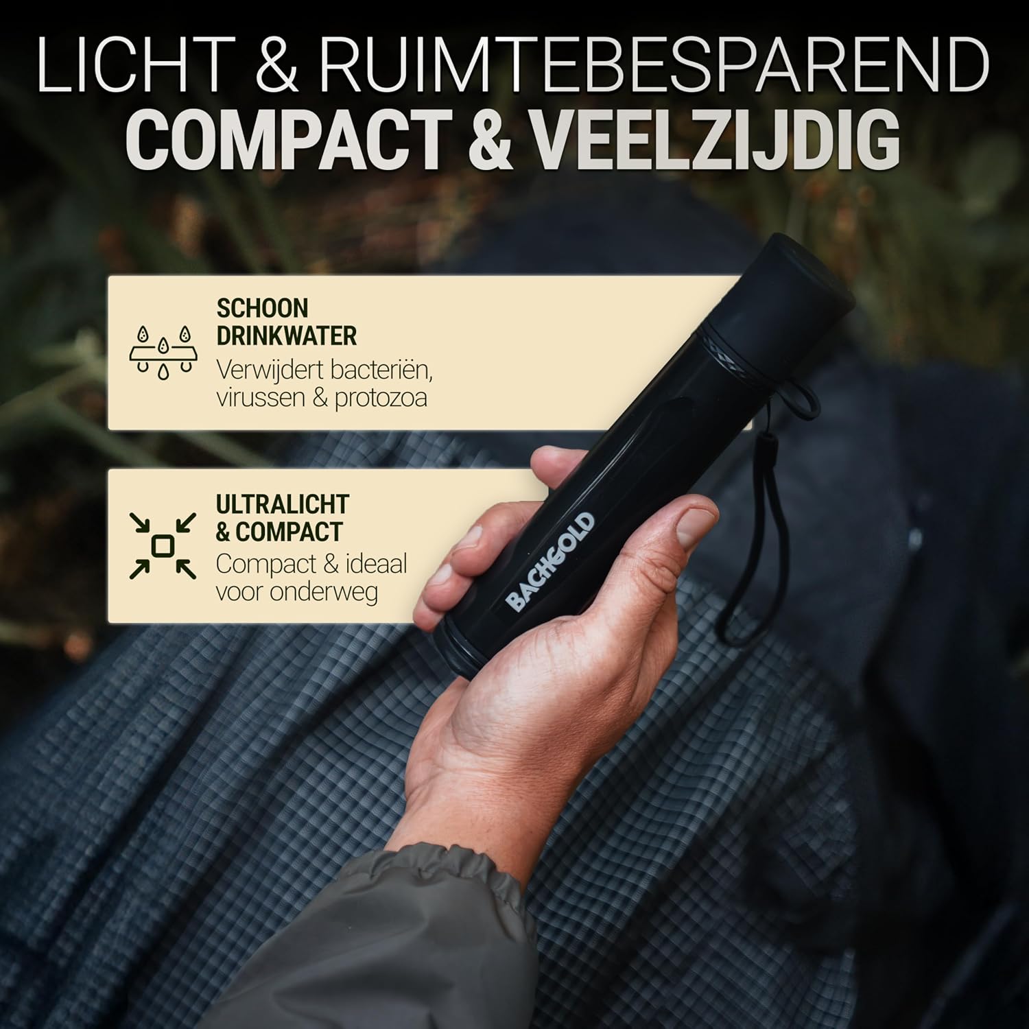 Straw Waterfilter Outdoor Survival – Ultralichte Prepper Apparatuur Levert tot 500 L vers drinkwater voor elke noodsituatie, incl. slang, duurzaam gebouwd, Zwart