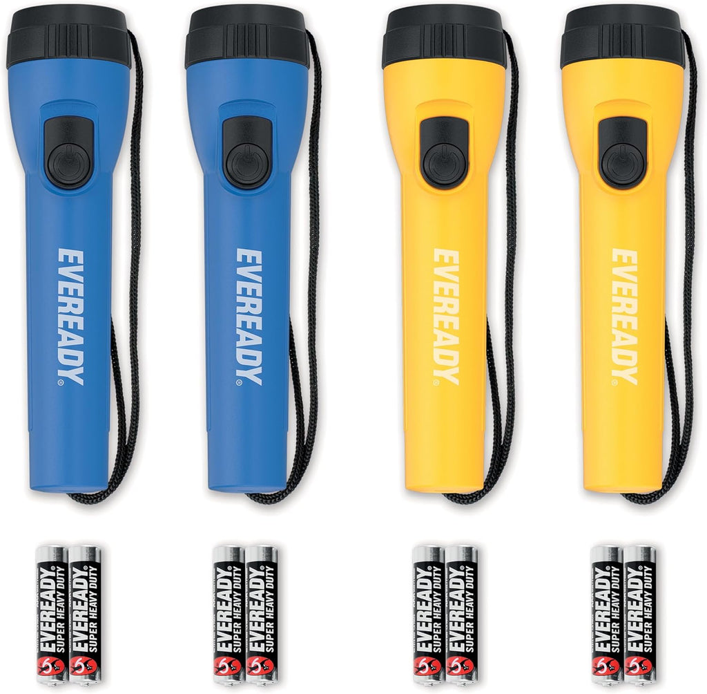 Energizer Eveready Led-zaklamp, 2 stuks, blauw en geel, krachtige zaklamp, lange batterijduur, batterijen inbegrepen, ideaal voor kamperen, wandelen, trailrunning, noodgevallen