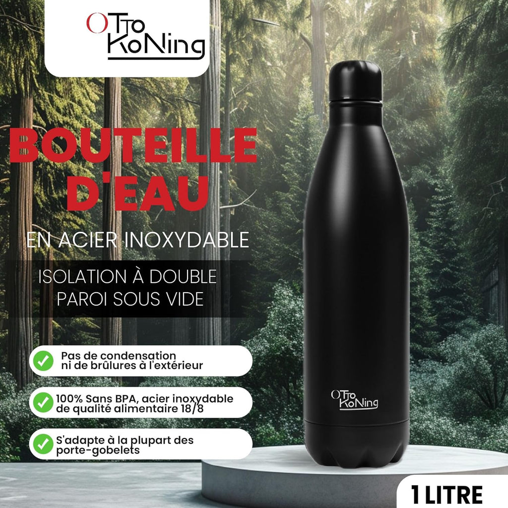 Otto Koning Insulated Water Bottle 500ml - Insulated Water Bottle Keeps Drinks Cold for 24 Hours and Hot for 12 Hours - Leak Proof Insulated Water Bottle BPA Free