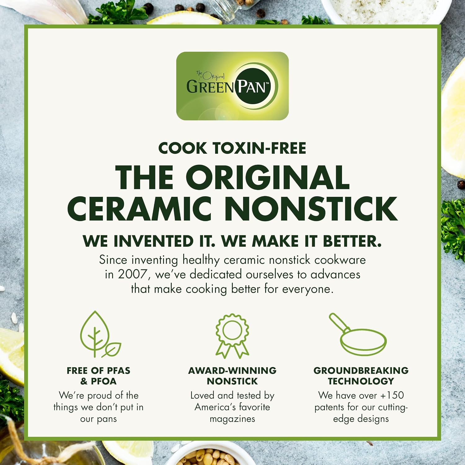 Batterie de Cuisine GreenPan Rio 16 Pièces — Céramique Sans PFAS, Four 160°C