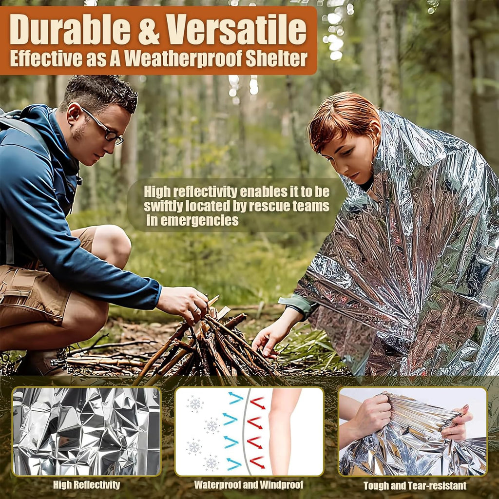Gemmac 140 stuks EHBO-set met survivalmes, noodradio, draagbaar, multifunctioneel, complete survivalset, gereedschap voor mannen, thuis, reizen, jacht, kamperen, wandelen, accessoires, cadeau