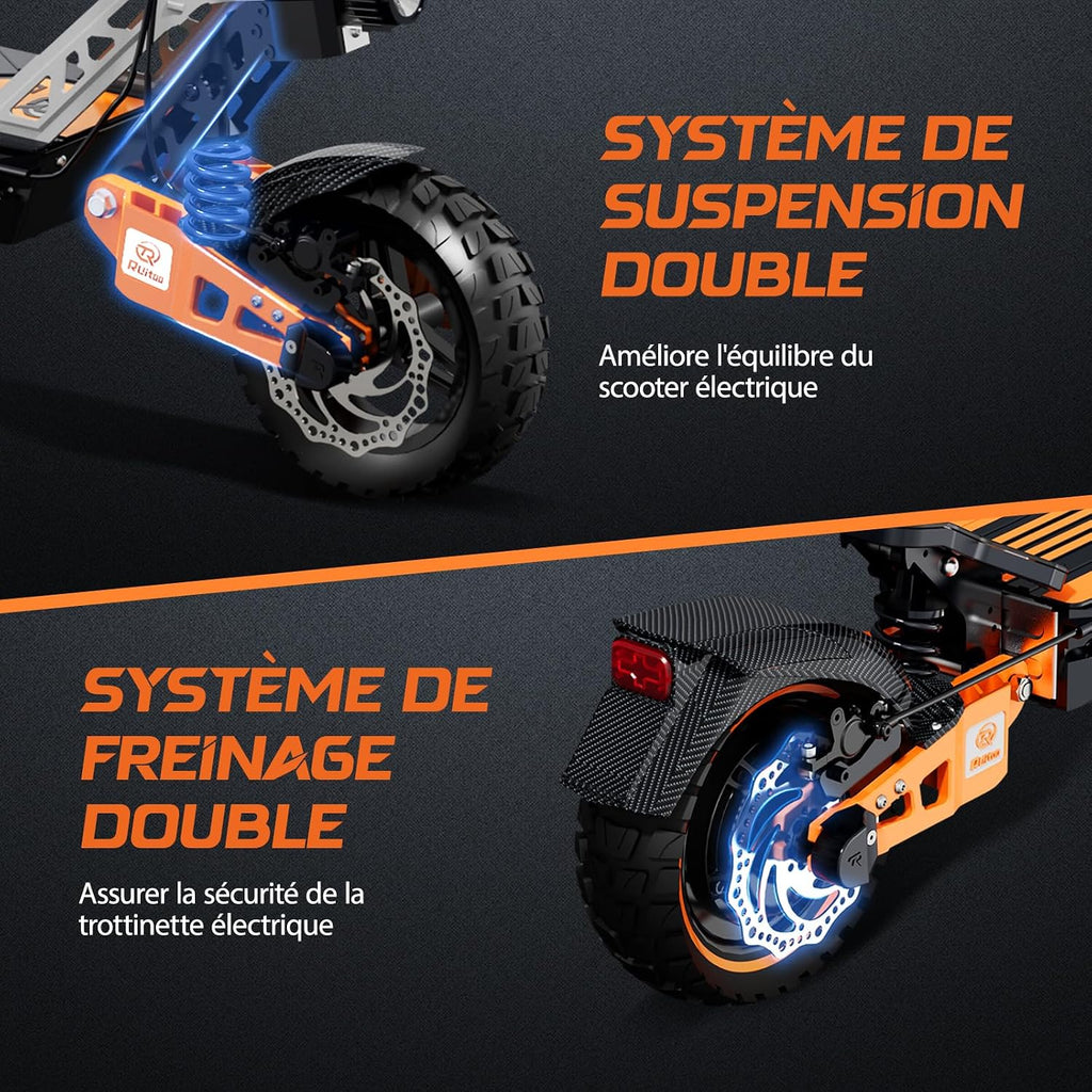 Elektrische step, RT6/T2 Max/ M5 Pro/T2 Master/T3 Max, motor 800 W/1000 W/1200 W/2400 W/3000 W, bereik 55/65/75/85 km, all-terrain banden, 3 snelheidsmodi, intelligent display