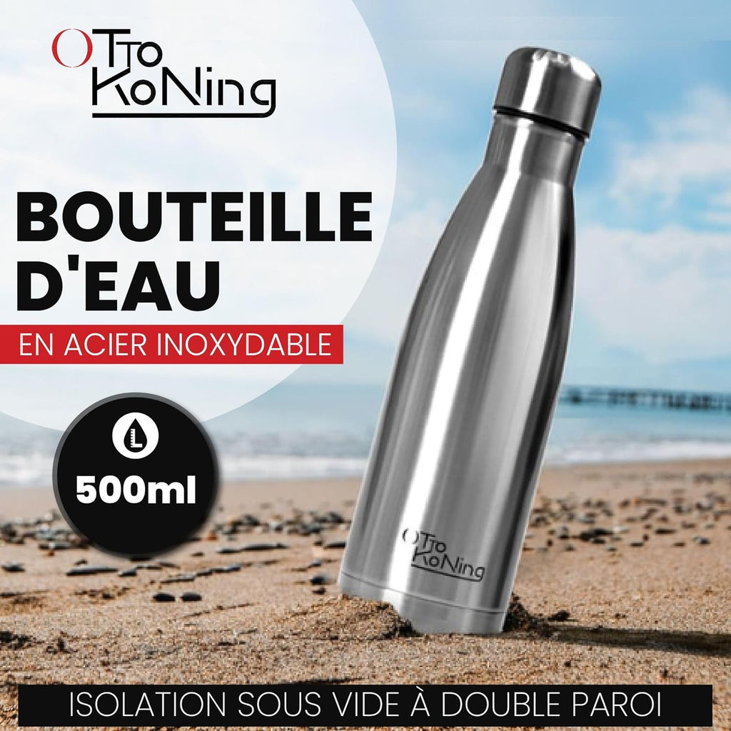 Otto Koning Insulated Water Bottle 500ml - Insulated Water Bottle Keeps Drinks Cold for 24 Hours and Hot for 12 Hours - Leak Proof Insulated Water Bottle BPA Free