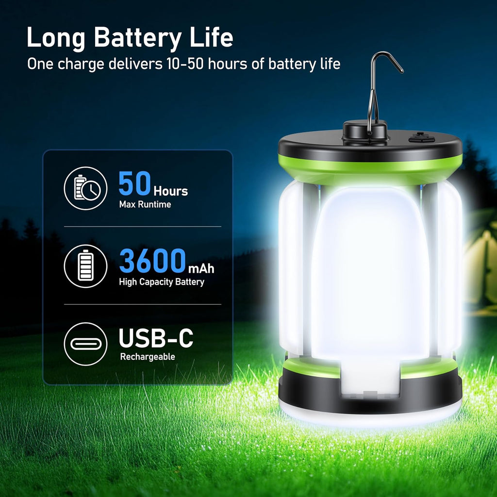 Blukar Campinglantaarn, oplaadbaar, 2000 lm, campinglamp, led, opvouwbaar, 7 verlichtingsmodi, 60 leds, superhelder, 10 uur batterijduur, draagbaar, voor vissen/stroomuitval, 2 stuks