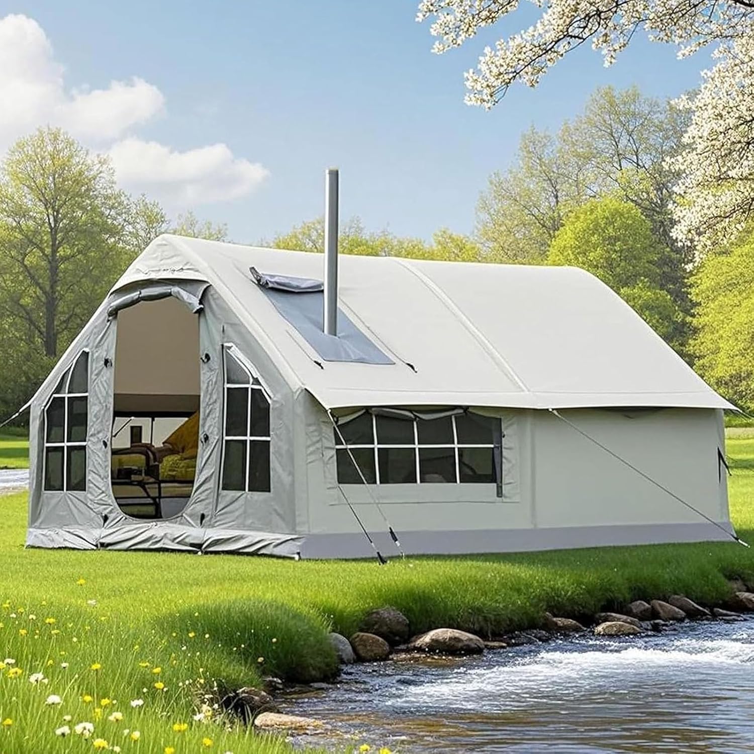 Tente de camping gonflable avec pompe pour famille