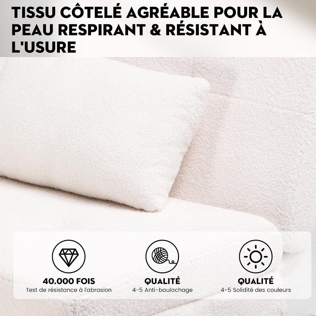 Canapé-lit convertible COMHOMA – 3 places – Tissu gris – Dossier ajustable