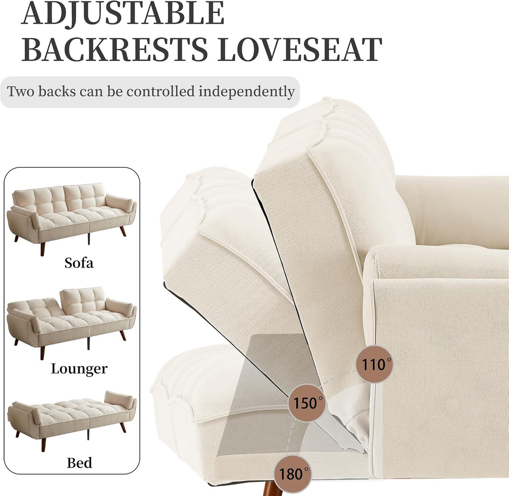 Canapé-lit convertible JIEXI – 3 places – Tissu gris – Dossier 3 positions – 170 cm