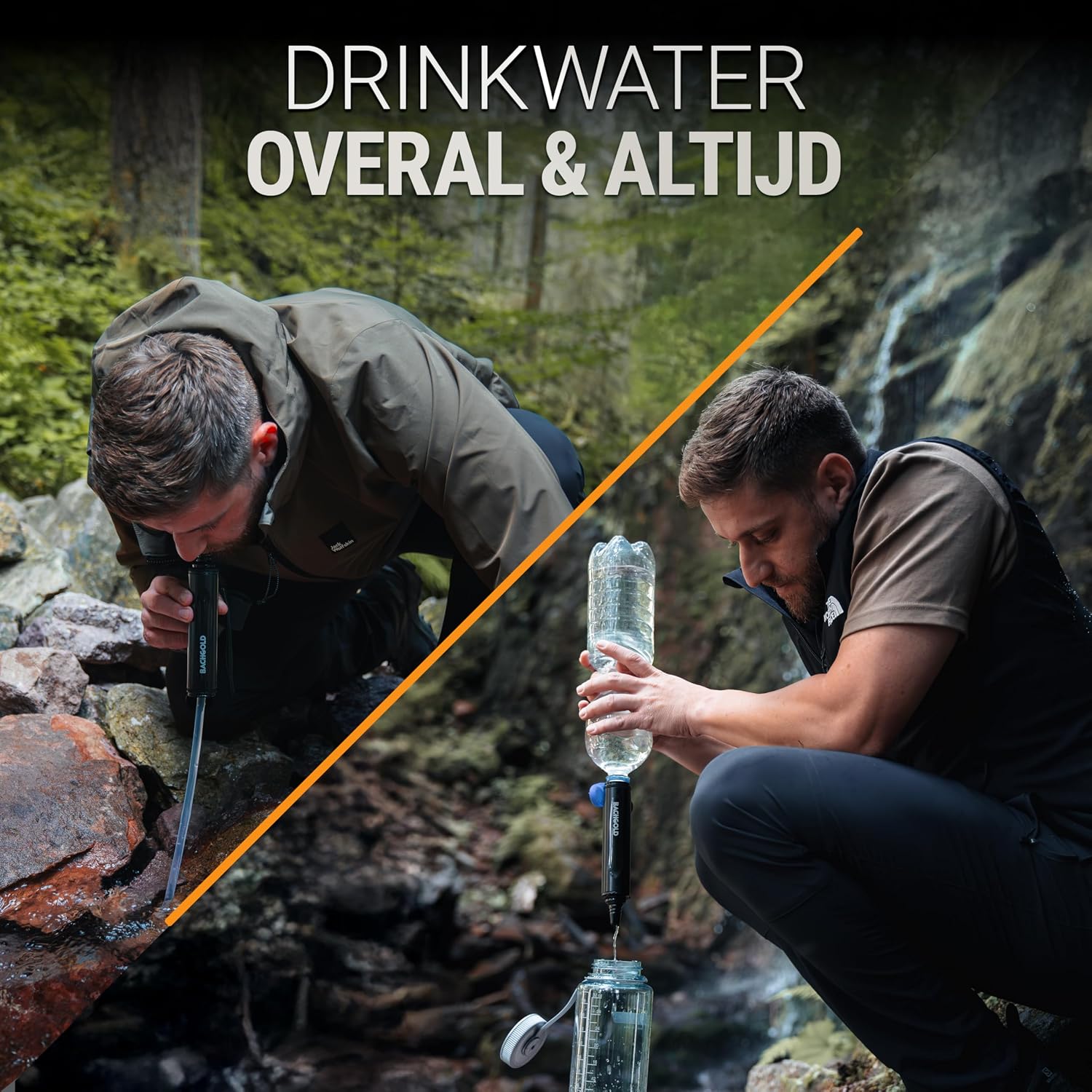 Straw Waterfilter Outdoor Survival – Ultralichte Prepper Apparatuur Levert tot 500 L vers drinkwater voor elke noodsituatie, incl. slang, duurzaam gebouwd, Zwart