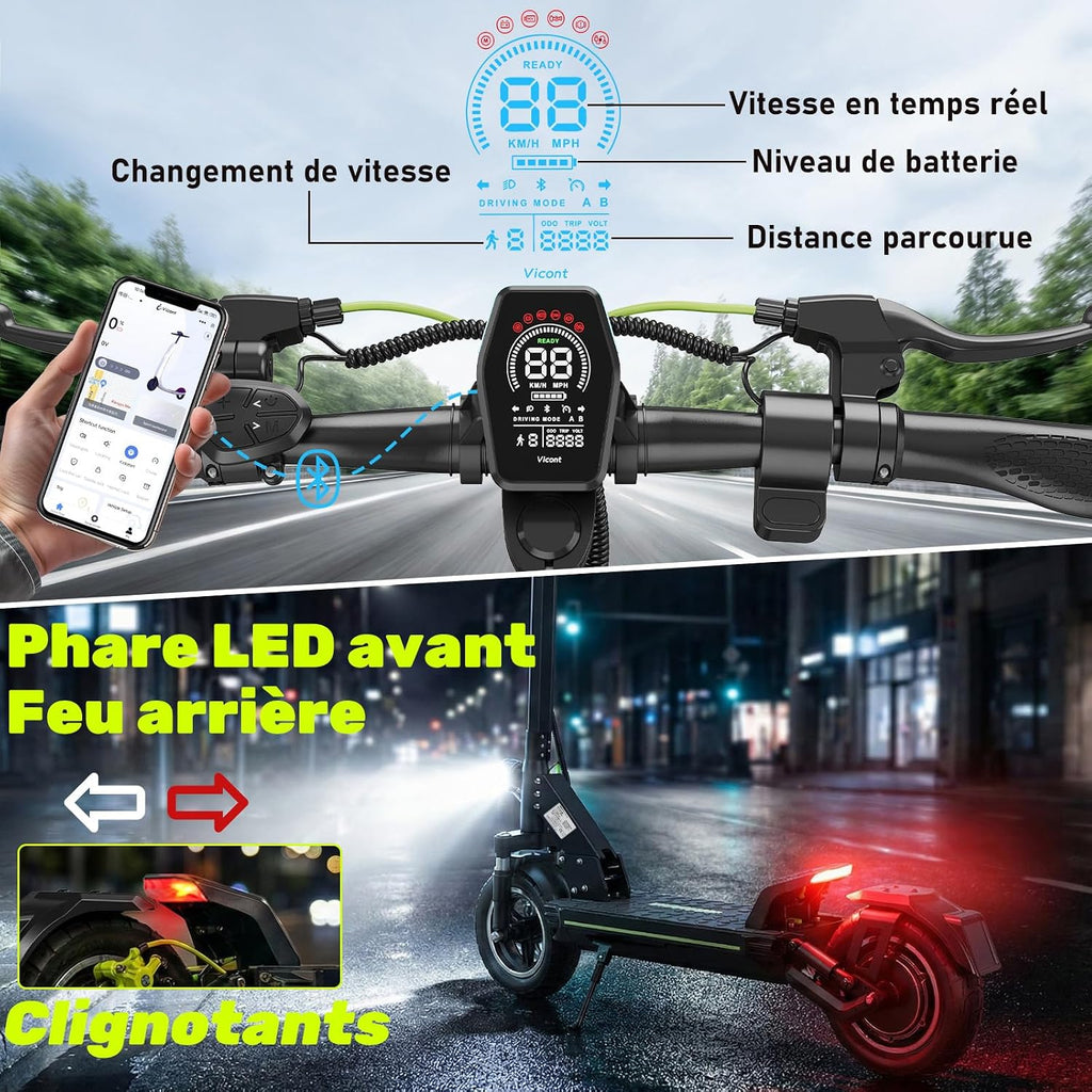 TODIMART D5 Elektrische step voor volwassenen, motor 500 W, nominaal, bereik 40 km, 3 snelheden, 25,4 cm luchtbanden, elektrische scooter, dubbele schijfremmen, maximale belasting 150 kg