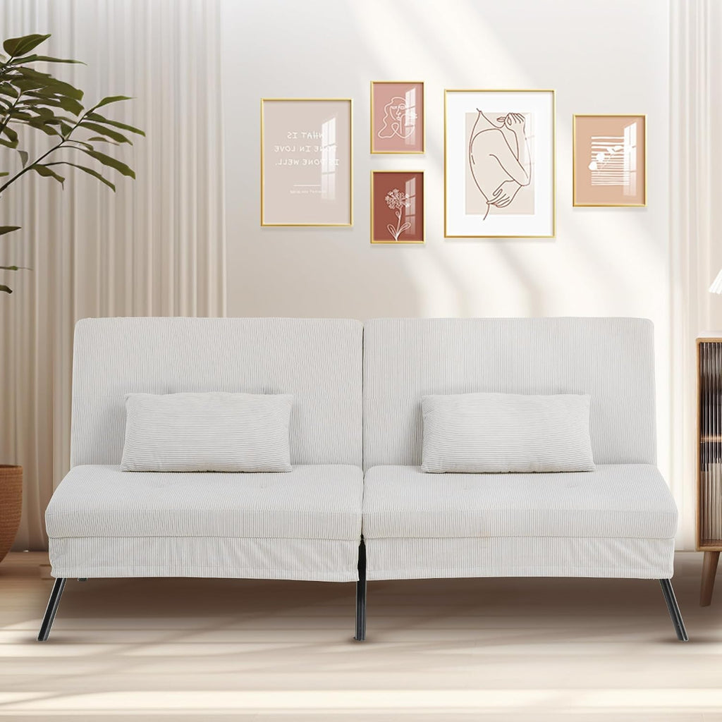 Canapé-lit convertible COMHOMA – 3 places – Tissu gris – Dossier ajustable