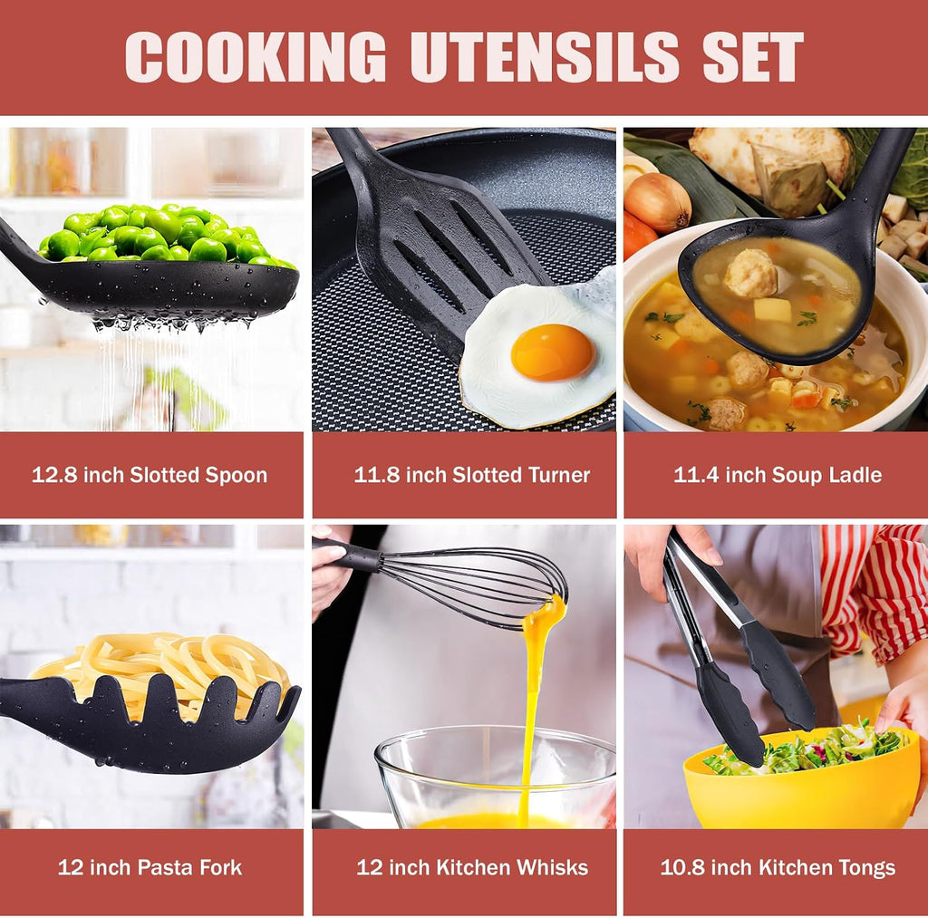 Set de Cuisine RAXCO 18 Pièces — 5 Couteaux Inox + 7 Spatules Silicone + Bloc