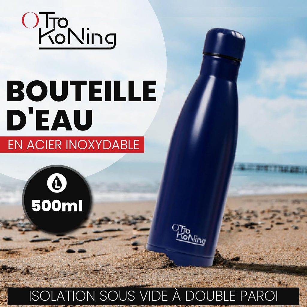 Otto Koning Insulated Water Bottle 500ml - Insulated Water Bottle Keeps Drinks Cold for 24 Hours and Hot for 12 Hours - Leak Proof Insulated Water Bottle BPA Free