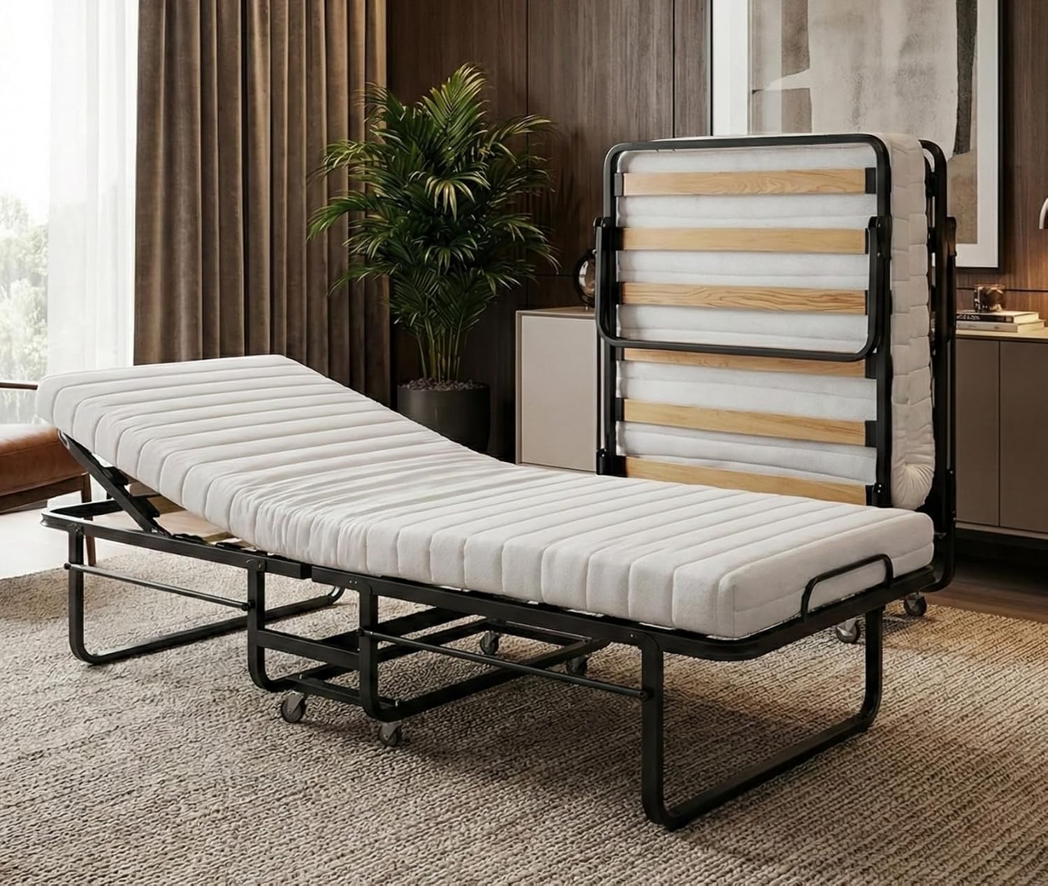 Lit pliant invité Sleepking Sarah – 90x200 cm – Mousse froide, tête de lit réglable, housse de protection – 150 kg