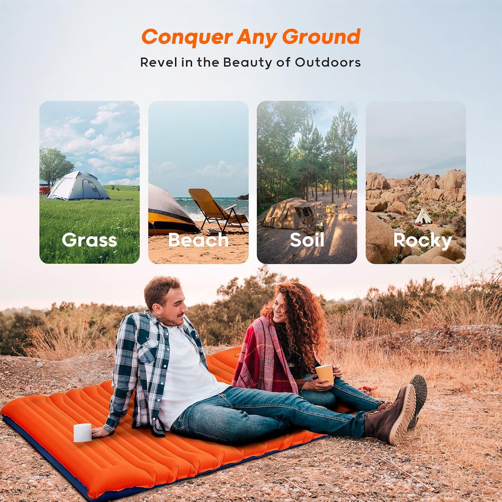 800 g ultralicht opblaasbaar campingmatras, compacte slaapmat met geïntegreerde voetpomp voor tent, wandelen, buiten