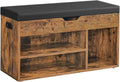Banc à Chaussures Rembourré VASAGLE – Rangement 3 Compartiments, Style Vintage, 80 cm