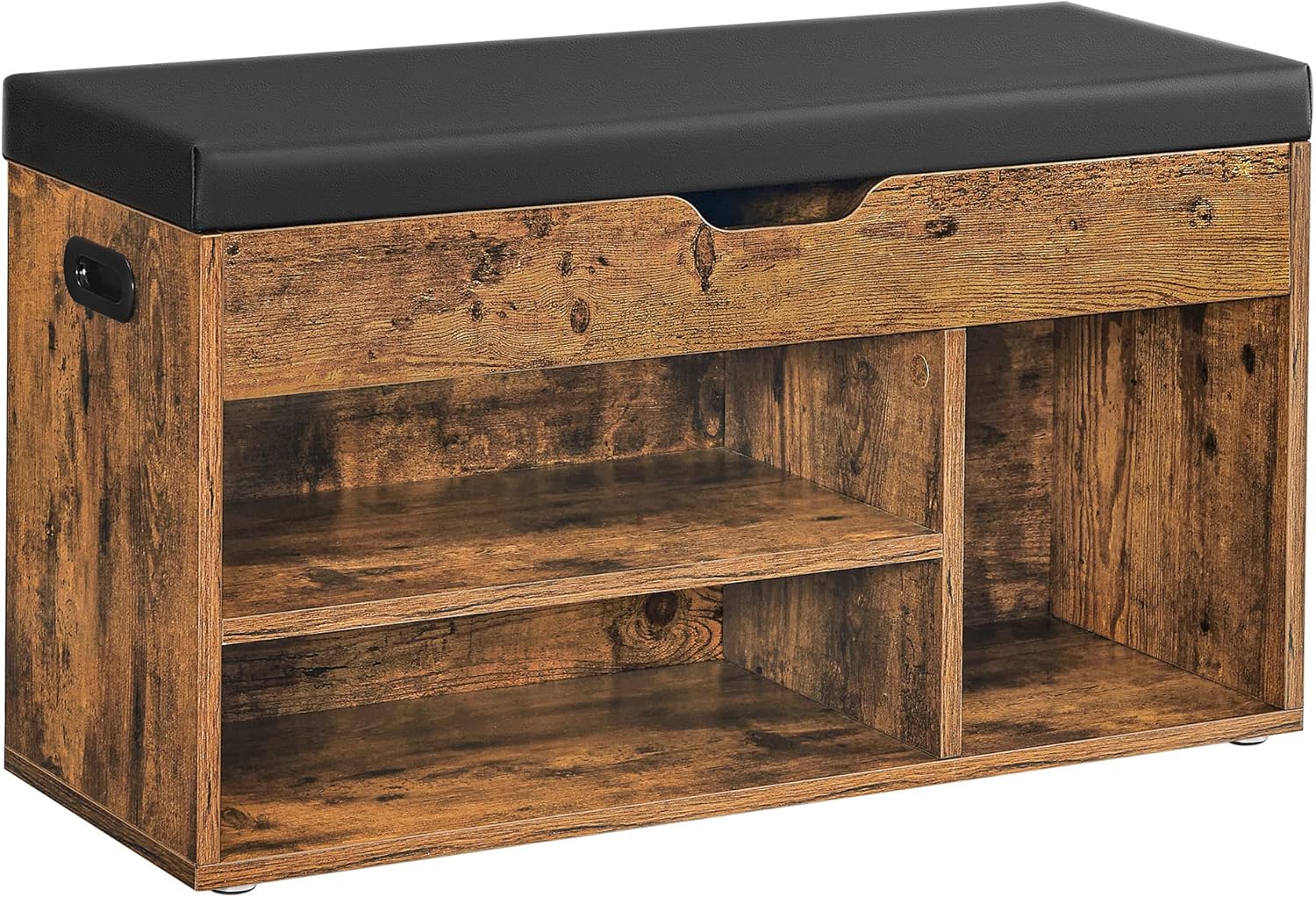 Banc à Chaussures Rembourré VASAGLE – Rangement 3 Compartiments, Style Vintage, 80 cm