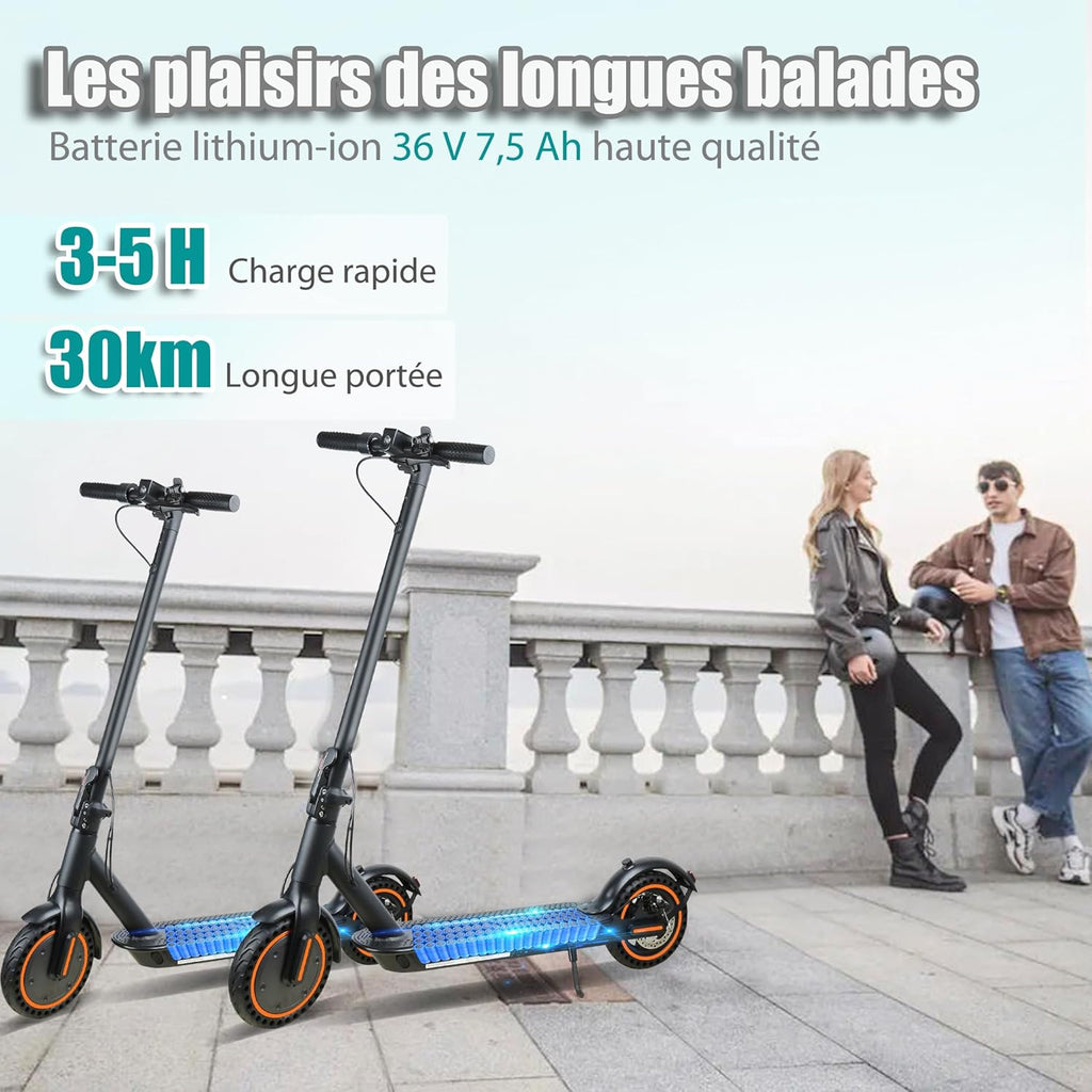 Elektrische step voor volwassenen, snelheid 25 km/u, looptijd 30 km, 8,5 inch massieve banden, opvouwbare elektrische step met motor van 250 W, dubbele rem en bediening via app en led-display