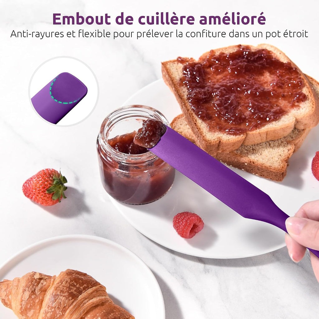 Spatule Silicone U-Taste – Embout Cuillère, Cœur Acier Inox, Résistante 315°C, 24,5 cm, Noir