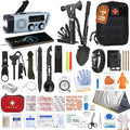 Gemmac 140 stuks EHBO-set met survivalmes, noodradio, draagbaar, multifunctioneel, complete survivalset, gereedschap voor mannen, thuis, reizen, jacht, kamperen, wandelen, accessoires, cadeau