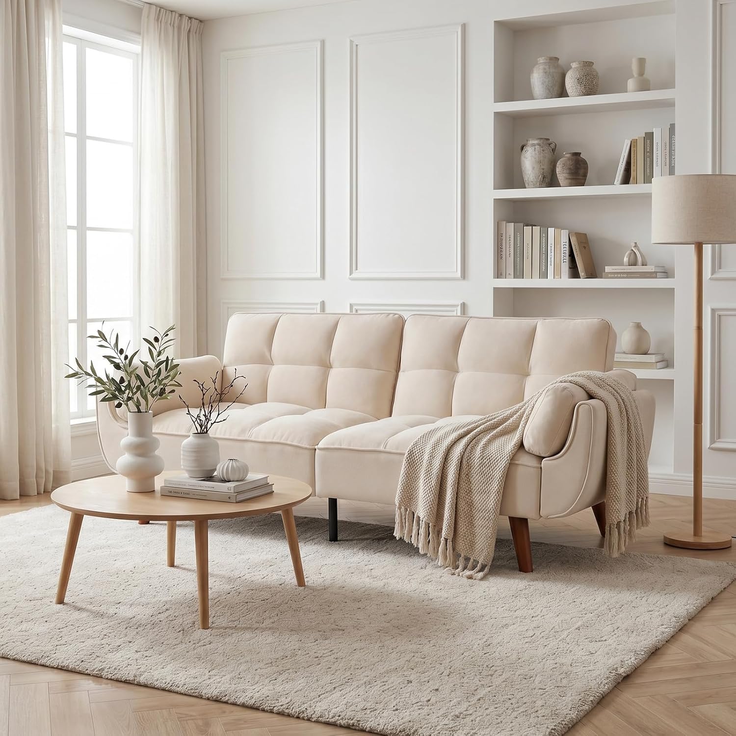 Canapé-lit convertible JIEXI – 3 places – Tissu gris – Dossier 3 positions – 170 cm