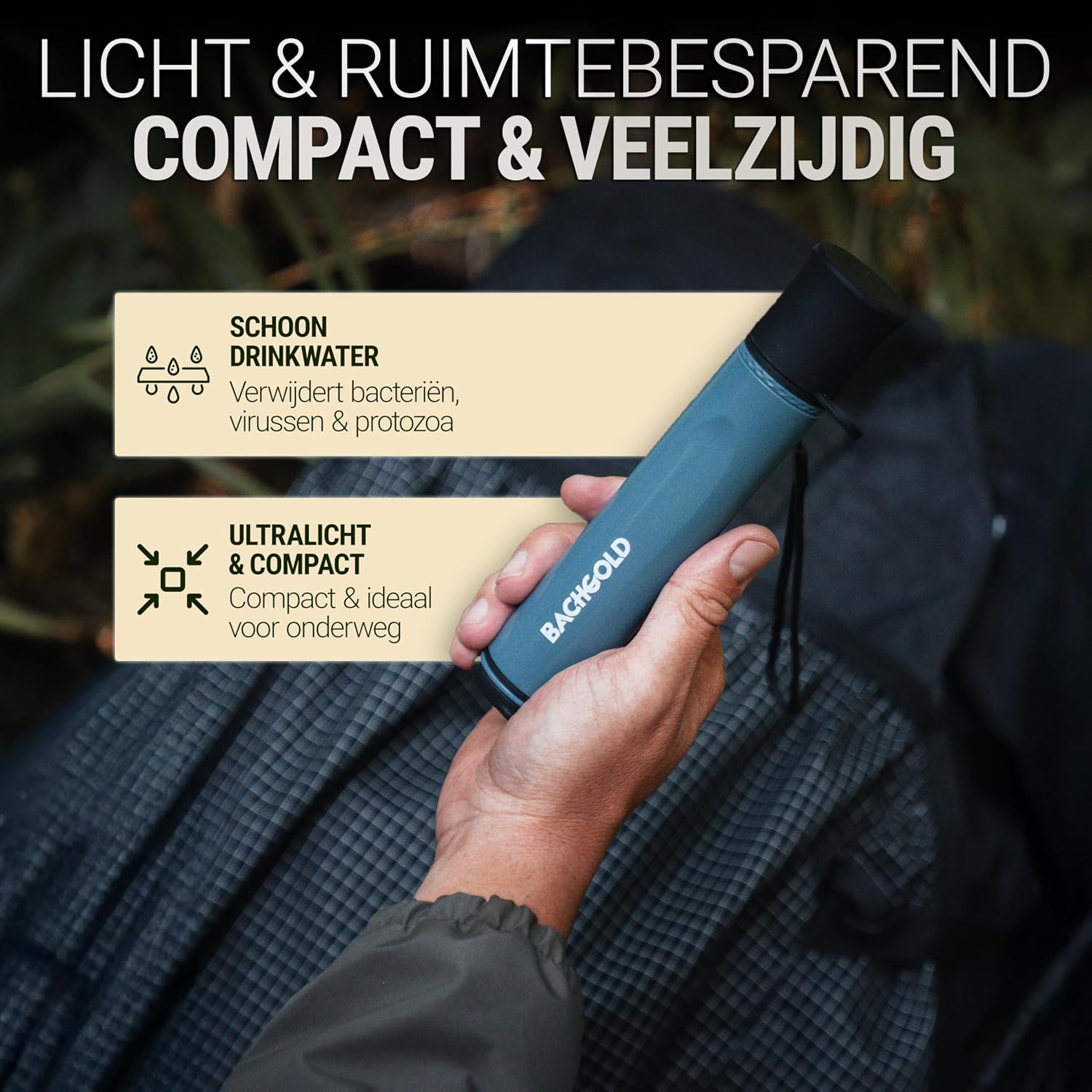Straw Waterfilter Outdoor Survival – Ultralichte Prepper Apparatuur Levert tot 500 L vers drinkwater voor elke noodsituatie, incl. slang, duurzaam gebouwd, Zwart