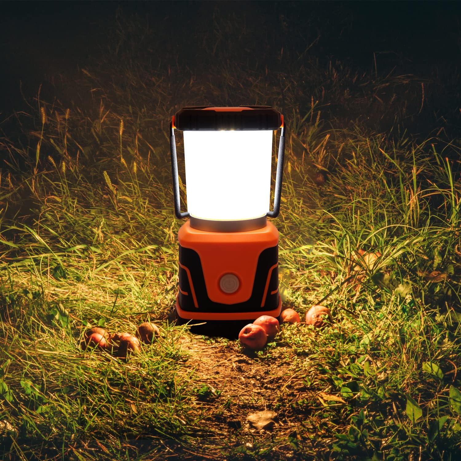 DA LIGHT Led-campinglamp, superhelder, 1500 lumen, 4 lichtmodi, dimbaar, op batterijen werkende noodlamp, geschikt voor nachtwandelingen, tentverlichting, noodgevallen, stroomuitval enz. (oranje)