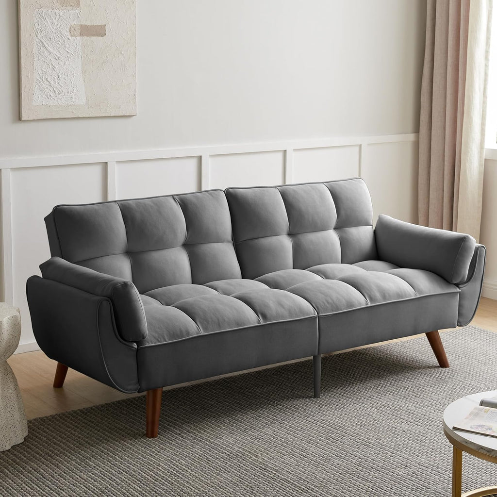 Canapé-lit convertible JIEXI – 3 places – Tissu gris – Dossier 3 positions – 170 cm