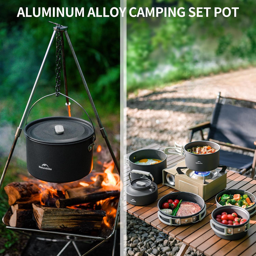 Naturehike 2-4 & 4-7 personen campingkookgerei set voor rugzakuitrusting – draagbare campingkoker en rugzakfornuis compatibel – campingaccessoires