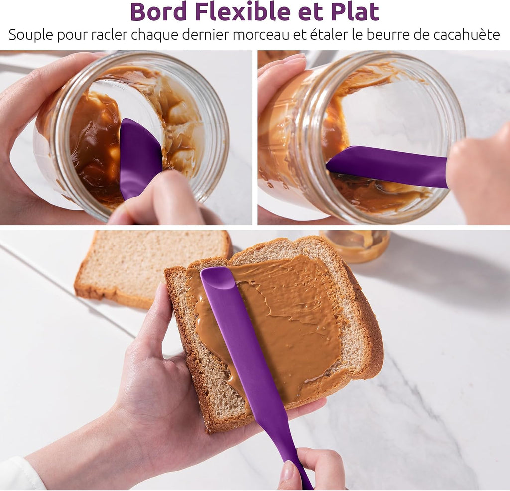 Spatule Silicone U-Taste – Embout Cuillère, Cœur Acier Inox, Résistante 315°C, 24,5 cm, Noir