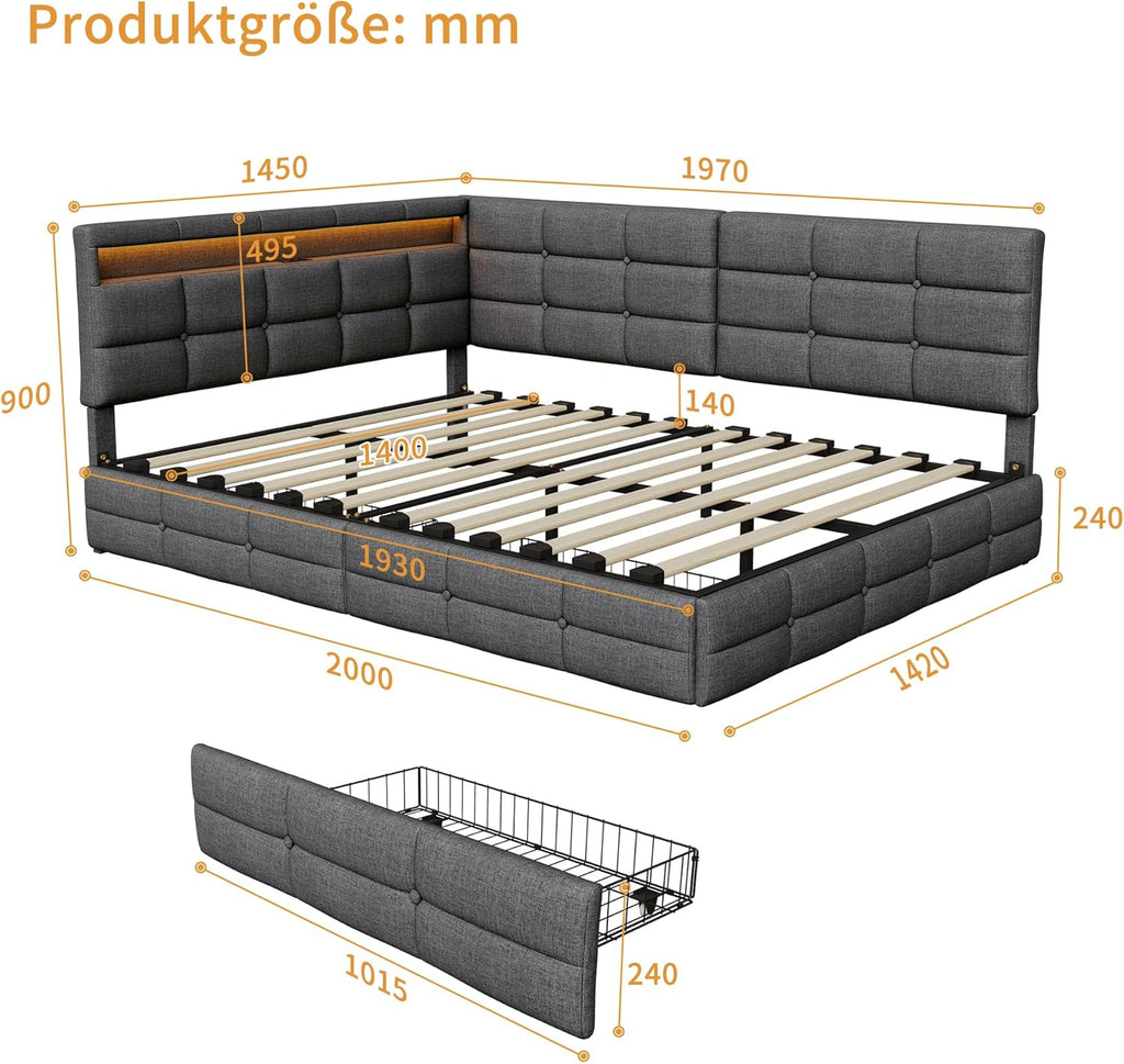 Canapé-Lit Convertible LKPOMI 2 Places — Velours Beige, Lit 180x200 cm