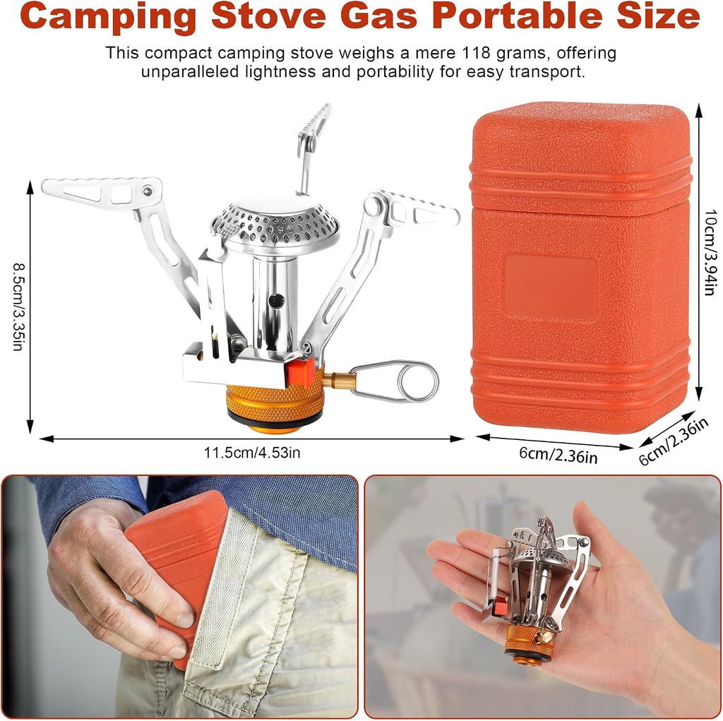Draagbare alles-in-één gas campingkooktoestel, opvouwbare wandelkooktoestel, camping gasbrander, piëzo-ontsteking zakraket stabiel outdoor fornuis, visfornuis