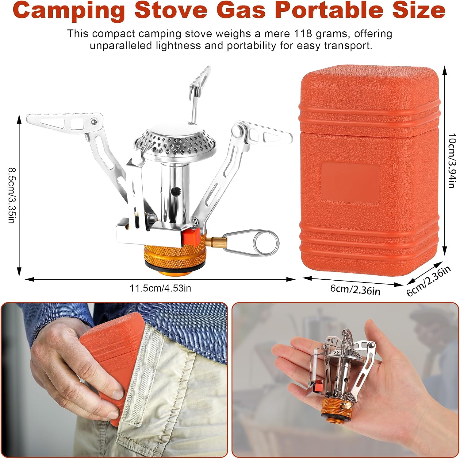 Draagbare alles-in-één gas campingkooktoestel, opvouwbare wandelkooktoestel, camping gasbrander, piëzo-ontsteking zakraket stabiel outdoor fornuis, visfornuis