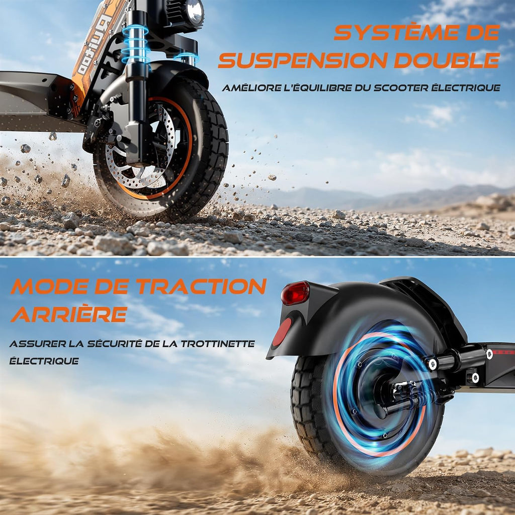 Elektrische step, RT6/T2 Max/ M5 Pro/T2 Master/T3 Max, motor 800 W/1000 W/1200 W/2400 W/3000 W, bereik 55/65/75/85 km, all-terrain banden, 3 snelheidsmodi, intelligent display
