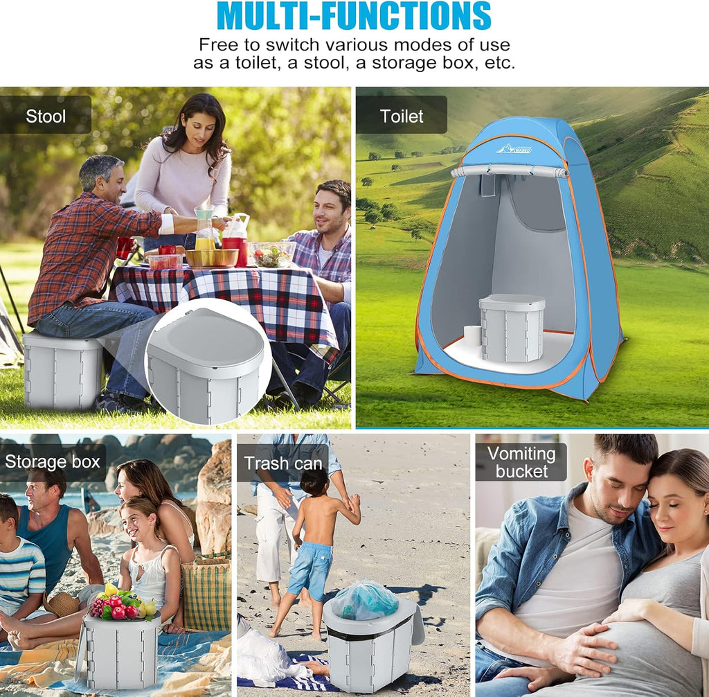 Draagbaar Campingtoilet, voor mannen en vrouwen, hygiënische pot voor de auto, opvouwbaar autotoilet voor volwassenen, voor kamperen, wandelen of uitstapjes