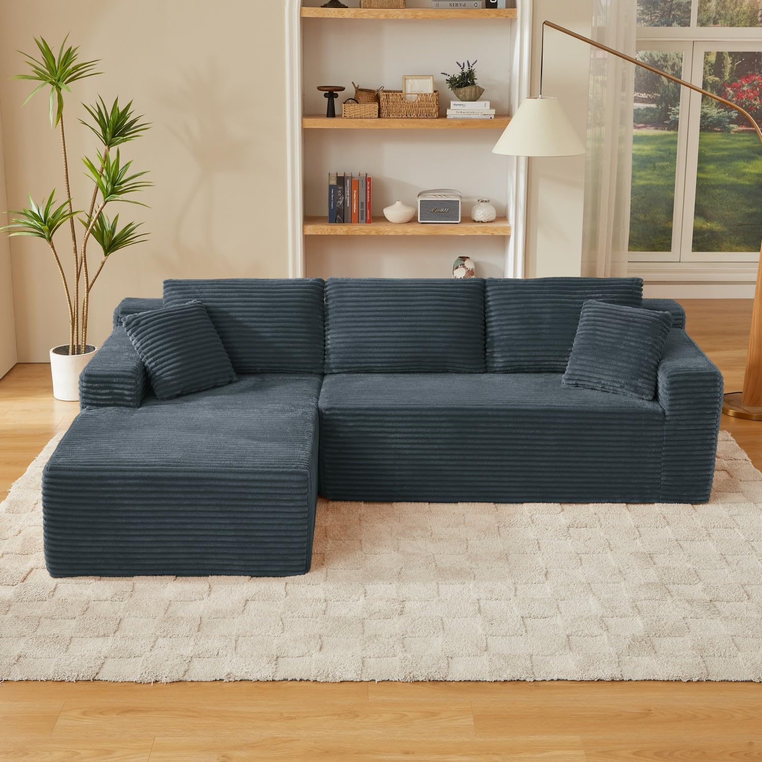 Canapé d'Angle Modulable 3 Places – Mémoire de Forme, Housse Lavable, Sans Montage | Blanc