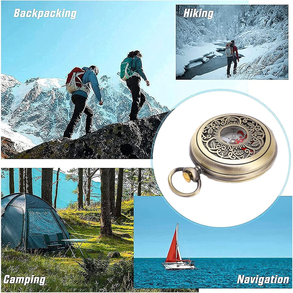 Wandelkompas, duurzame schokbestendige en waterdichte koperen holle camping survivalgereedschap voor outdoor-navigatie