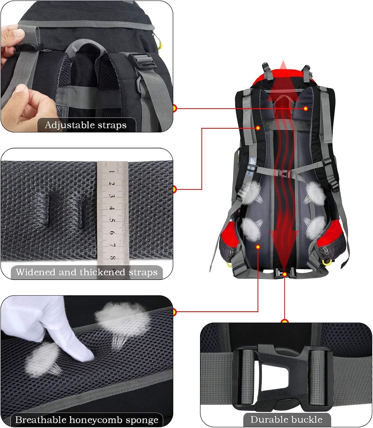 70 l rugzak, trekking, kamperen, reizen, wandelen, groot, voor heren en dames