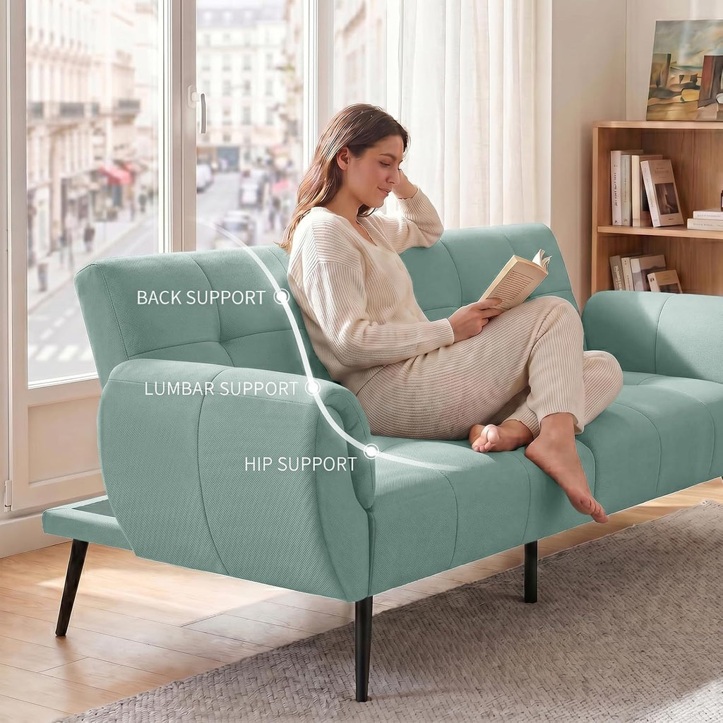 Canapé-lit convertible JIEXI – 3 places – Tissu gris – Dossier 3 positions – 170 cm