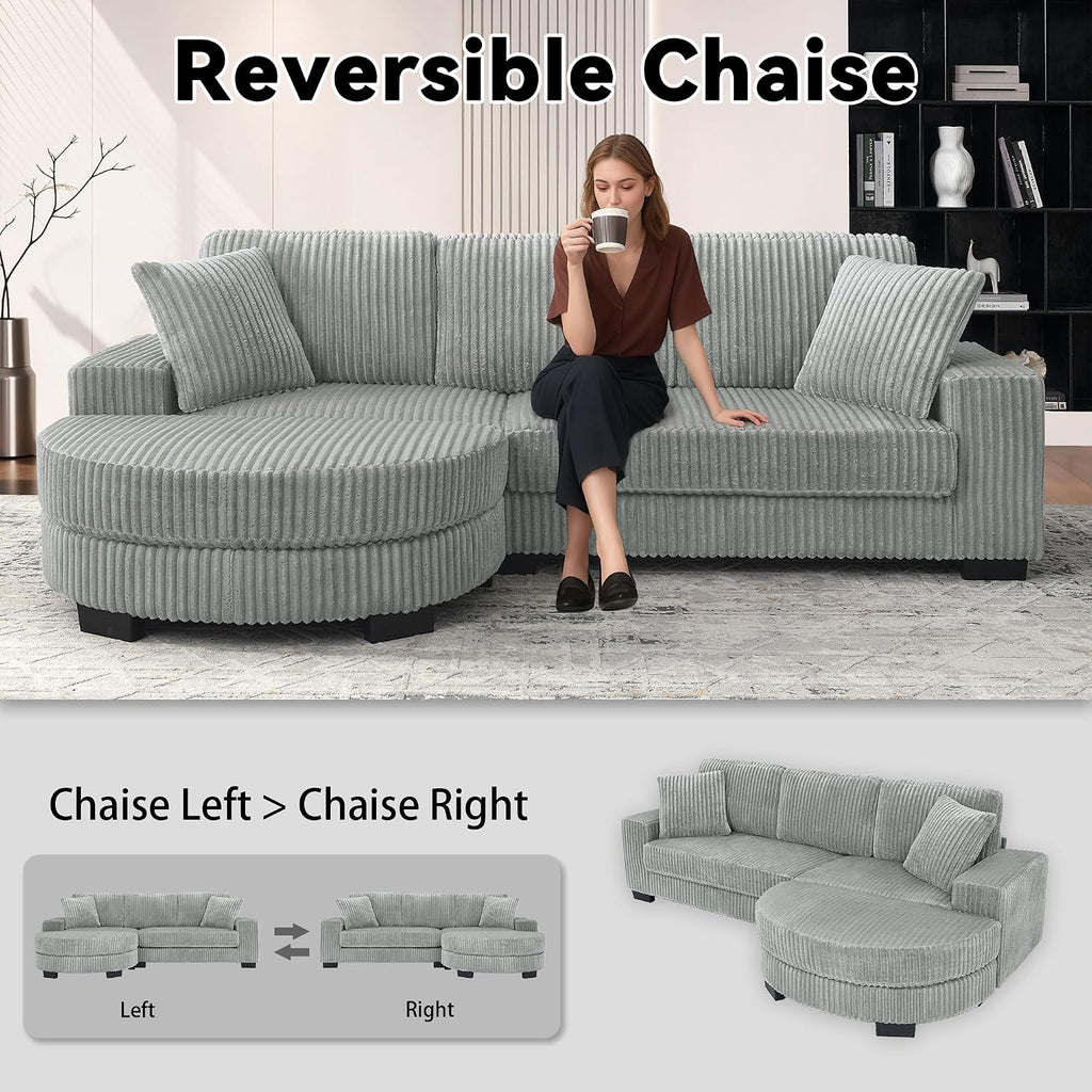 Canapé d'Angle Modulable 3 Places – Mémoire de Forme, Housse Lavable, Sans Montage | Blanc