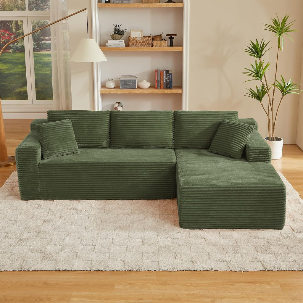 Canapé d'Angle Modulable 3 Places – Mémoire de Forme, Housse Lavable, Sans Montage | Blanc
